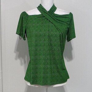 MK Top Size MEDIUM Green Cheetah Print